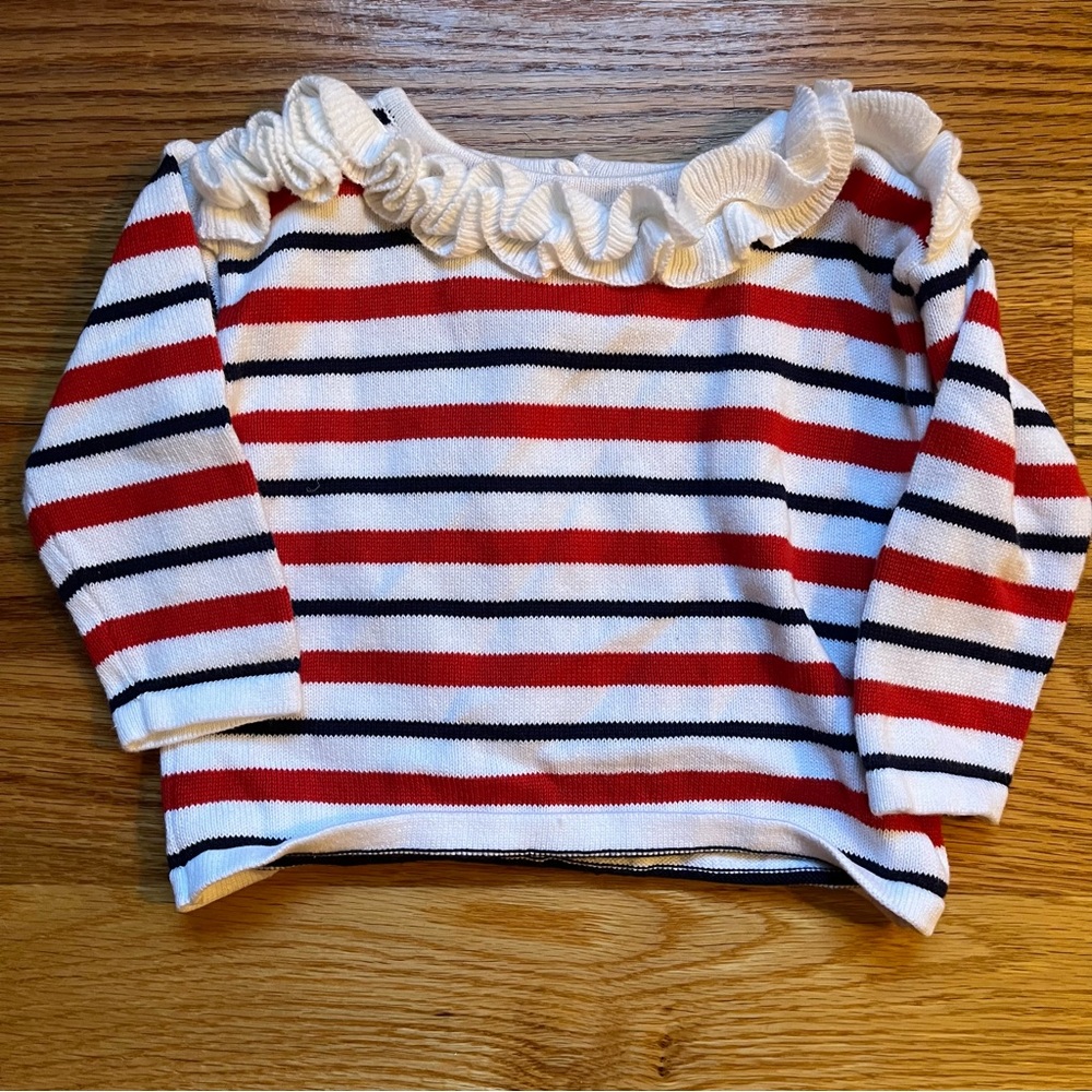 Janie and Jack red white and blue striped sweater size 12-18 months